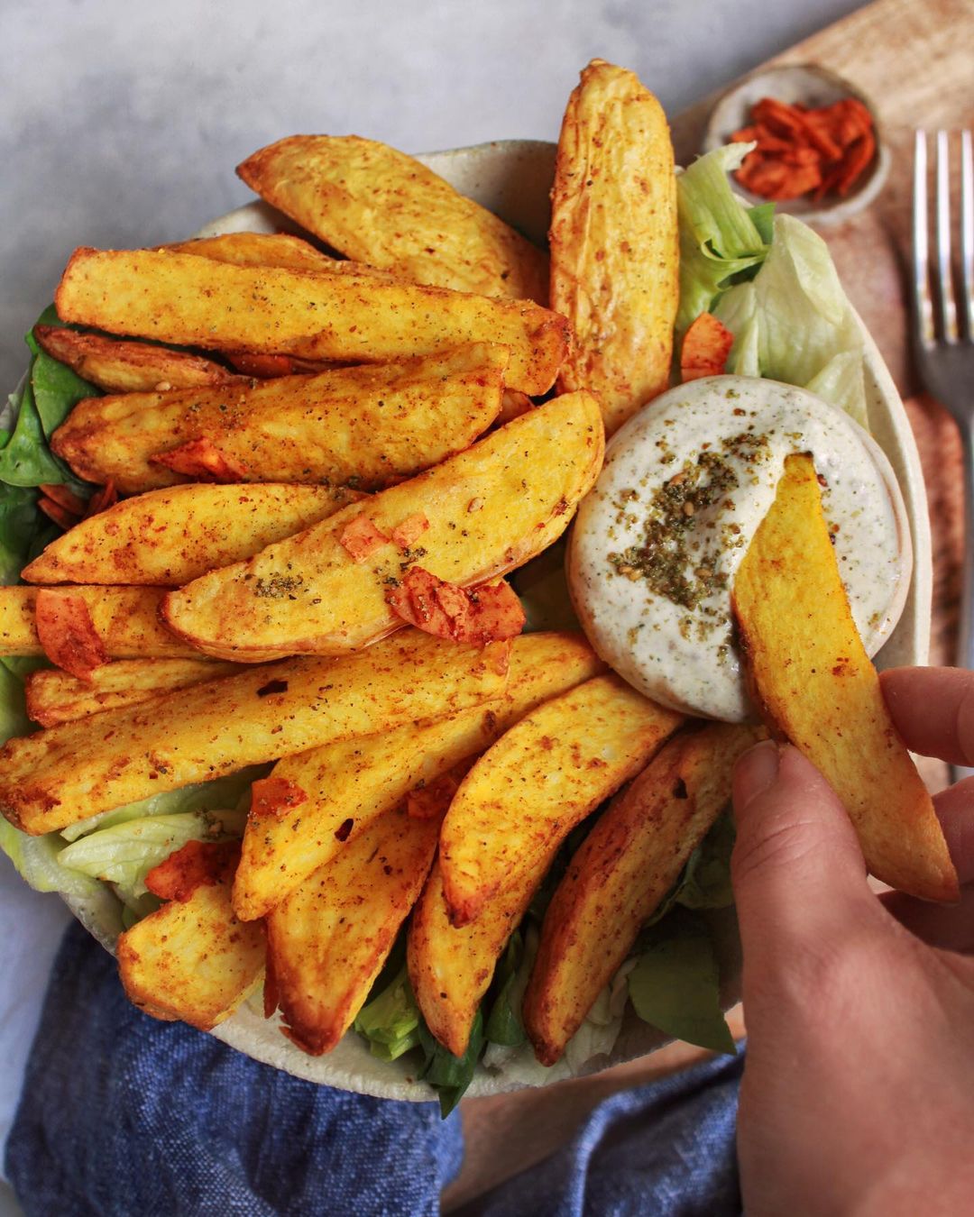 Golden Air Fryer Chips | Cashew Parmesan & Coconut Bacon