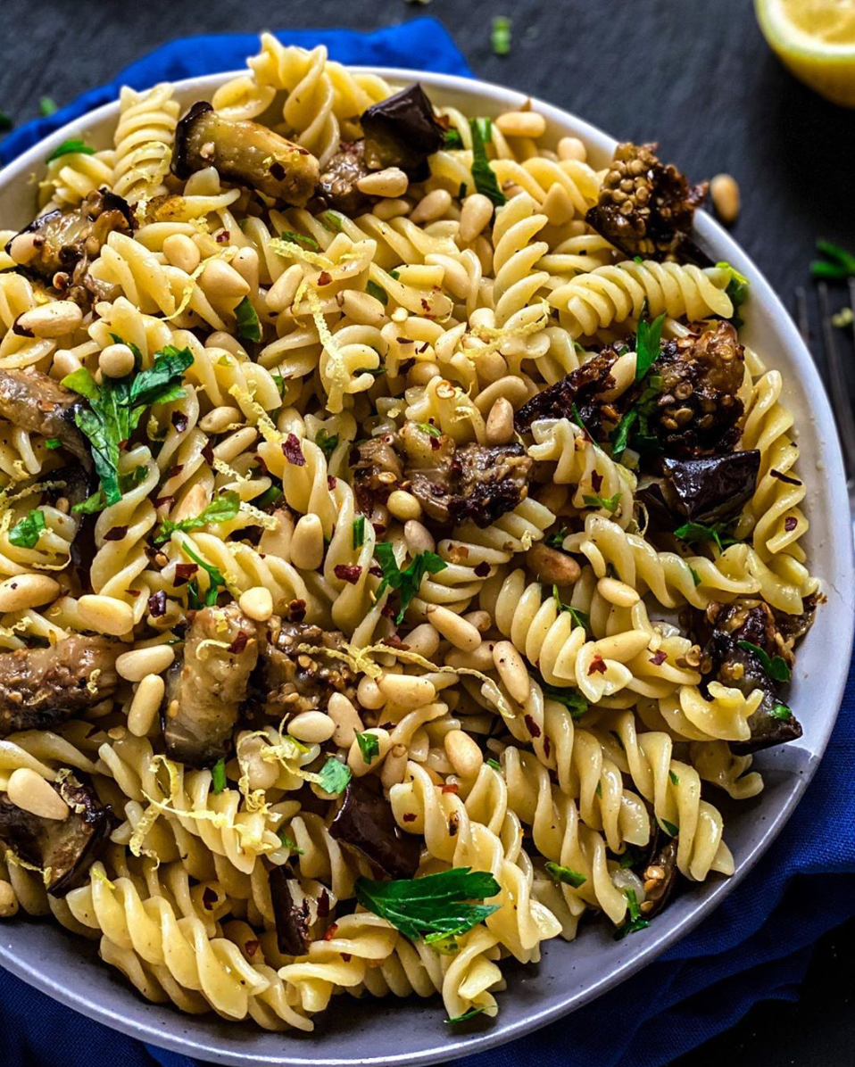 Lemon Pasta With Garlic Eggplant: Fast and Easy Vegan Meals Recipes | Cashew Parmesan | Vegan Cheese