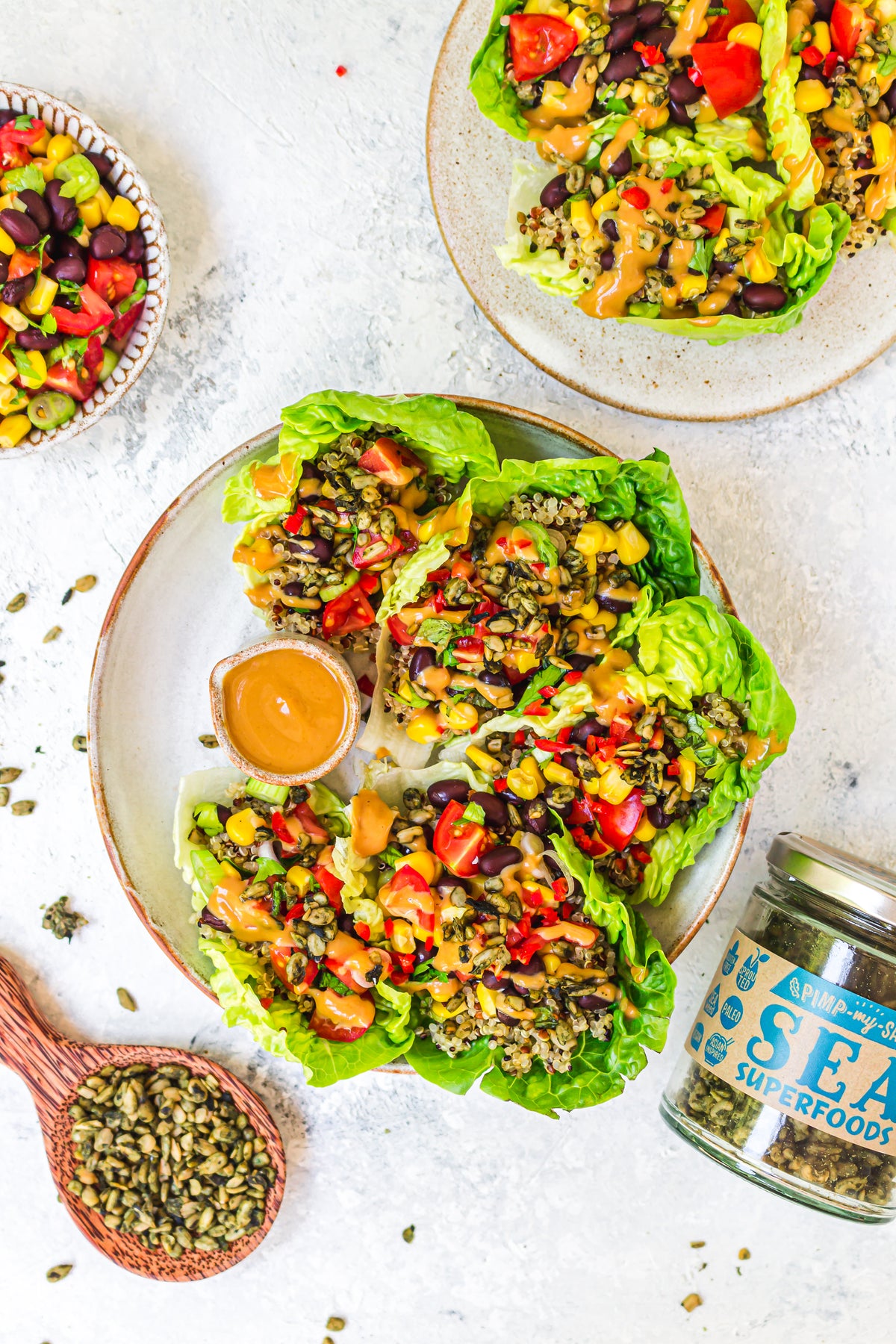 Quinoa Black Bean Lettuce Satay Cups | Sea Superfoods — Pimp My Salad