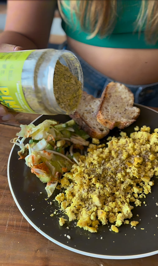 Easy Tofu Scramble with Pimp My Salad Hemp and Cashew Vegan Cheeses